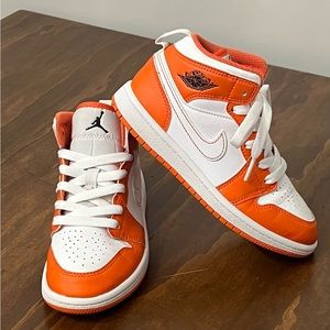 Nike Air Jordan 1Mid Electro Orange Sneakers Sz   13C kids
